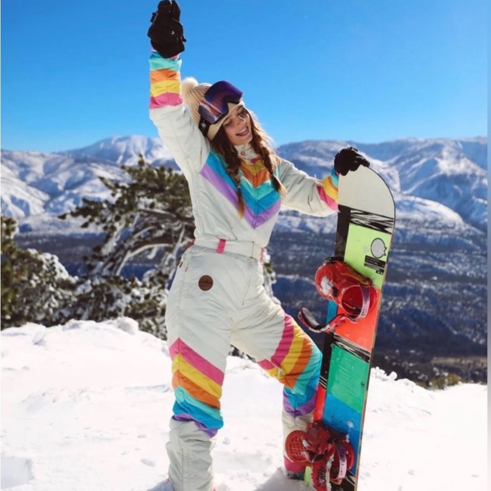 Tipsy Elves Retro Rainbow Snowsuit.